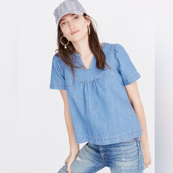 Madewell Denim‎ Popover Swing Top size XS - Picture 1 of 13